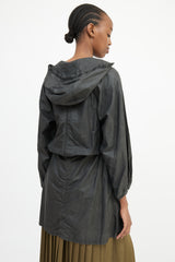 Miu Miu Grey Waxed Cotton Hooded Coat