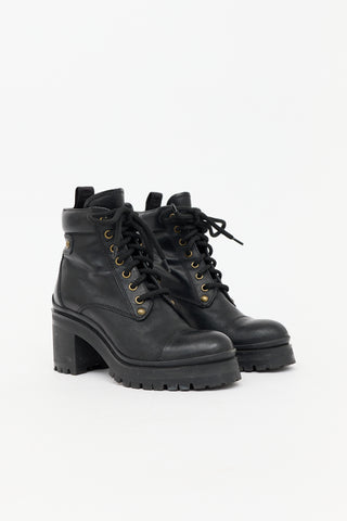 Miu Miu Leather Combat Boot