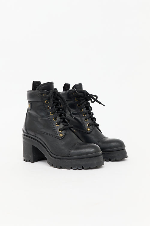 Miu Miu Leather Combat Boot