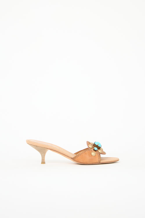 Miu Miu Leather Embellished Mule