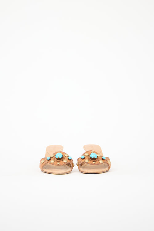 Miu Miu Leather Embellished Mule