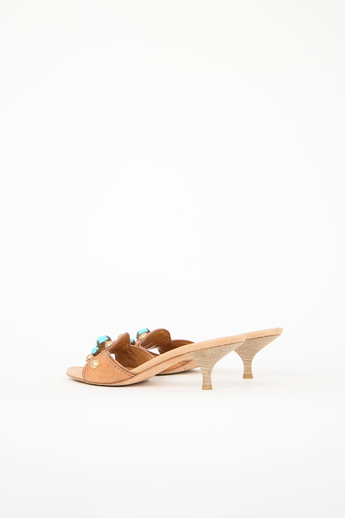 Miu Miu Leather Embellished Mule