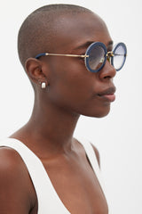 Miu Miu Navy & Gold SMU13N Circular Sunglasses