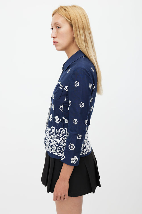Clara Embroidered Jacket - Navy, Embroidered Flower