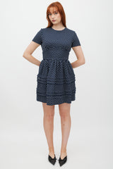 Miu Miu Navy & White Woven Polka Dot Dress