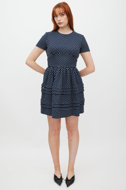 Miu Miu Navy & White Woven Polka Dot Dress