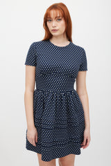 Miu Miu Navy & White Woven Polka Dot Dress