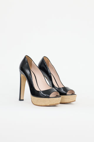 Miu Miu Patent & Jute Platform Pump