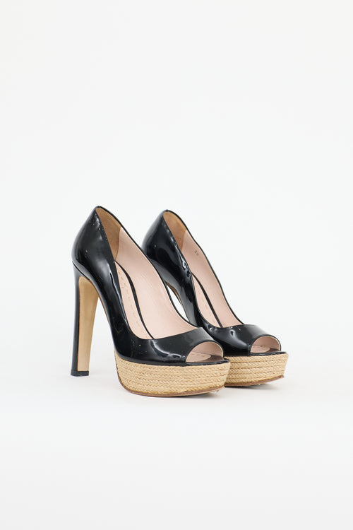 Miu Miu Patent & Jute Platform Pump