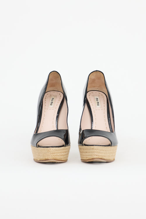 Miu Miu Patent & Jute Platform Pump