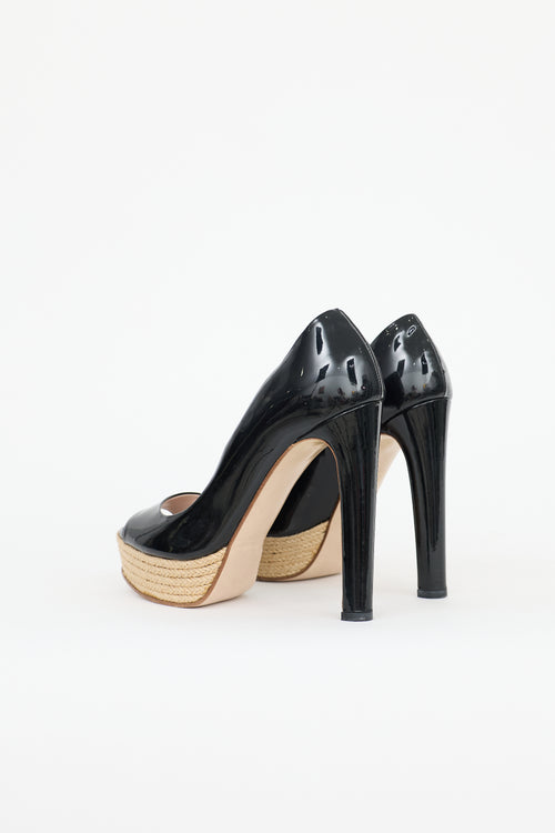 Miu Miu Patent & Jute Platform Pump