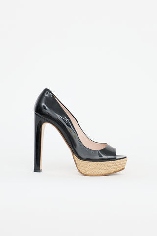 Miu Miu Patent & Jute Platform Pump
