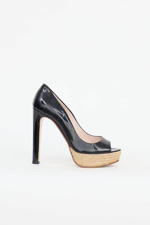 Miu Miu Patent & Jute Platform Pump