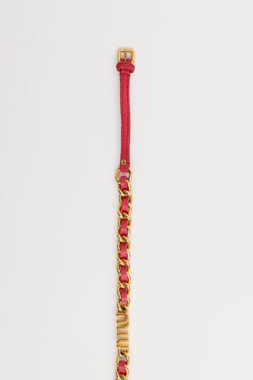 Miu Miu Leather & Chain Link Belt