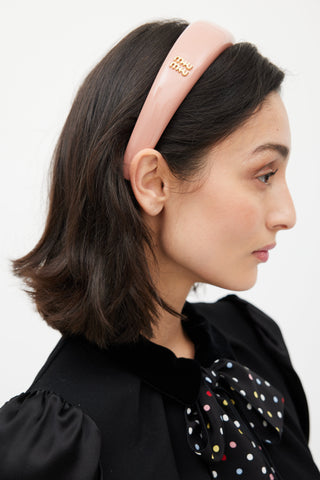 Miu Miu Pink & Gold Patent Leather Headband