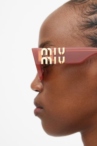 Miu Miu Pink & Gold SMU09W Geometric Cat Eye Sunglasses