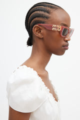 Miu Miu Pink & Gold SMU09W Geometric Cat Eye Sunglasses