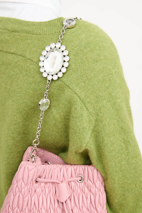 Matelasse Crystal Pleated Bucket Bag