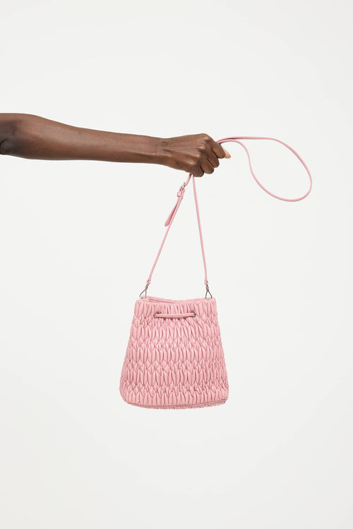 Miu Miu Matelasse Crystal Pleated Bucket Bag