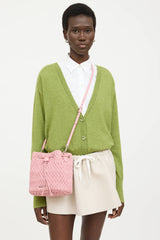Miu Miu Matelasse Crystal Pleated Bucket Bag