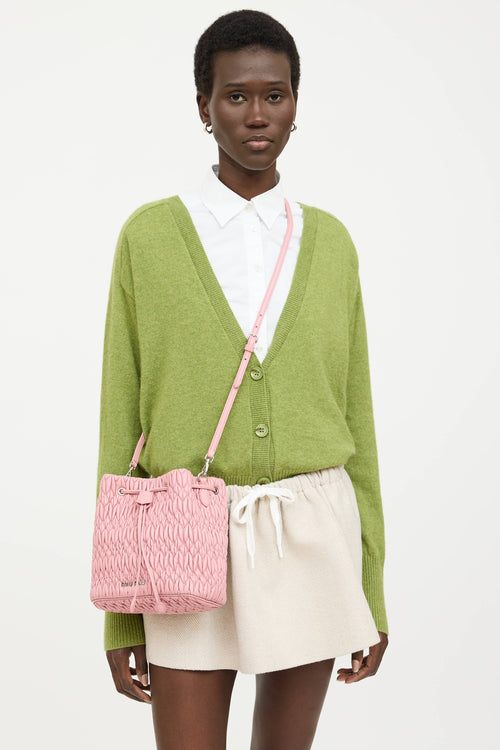 Miu Miu Matelasse Crystal Pleated Bucket Bag