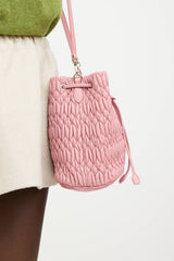 Miu Miu Matelasse Crystal Pleated Bucket Bag