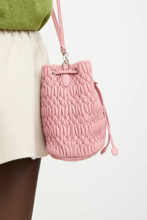 Miu Miu Matelasse Crystal Pleated Bucket Bag