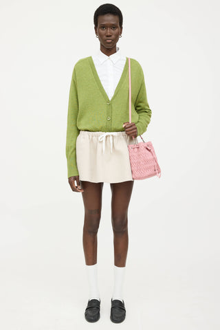 Miu Miu Matelasse Crystal Pleated Bucket Bag