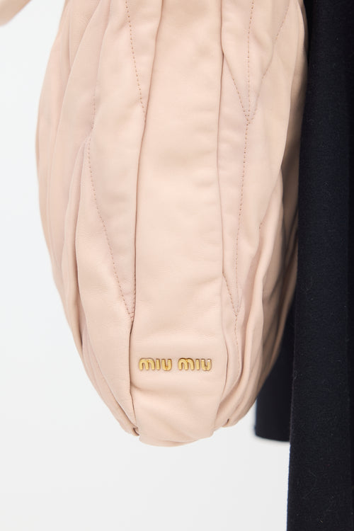 Miu Miu Pink Matelassé Leather Tote Bag