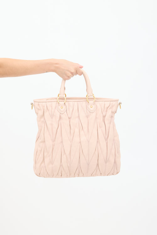 Miu Miu Pink Matelassé Leather Tote Bag