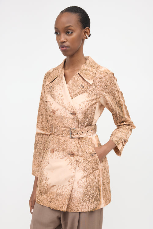 Miu Miu 2007 Silk Floral Belted Coat