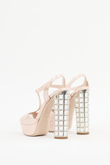 Miu Miu Pink Patent Leather Jewel Platform Sandal