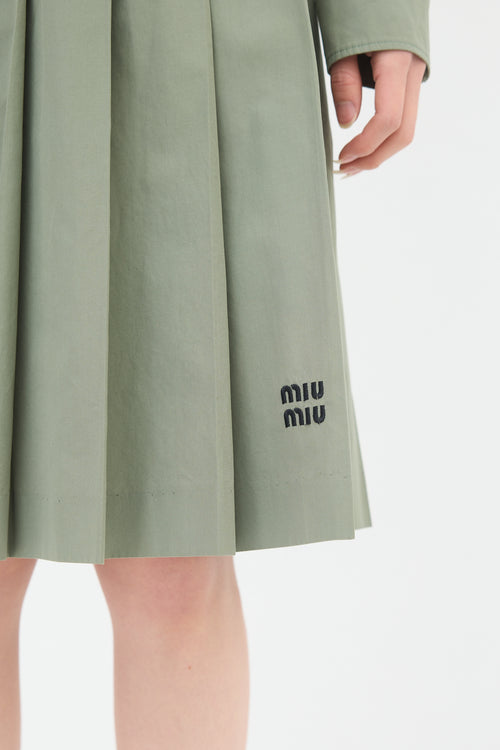Miu Miu Poplin Pleated Midi Skirt