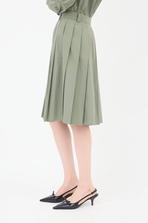 Miu Miu Poplin Pleated Midi Skirt