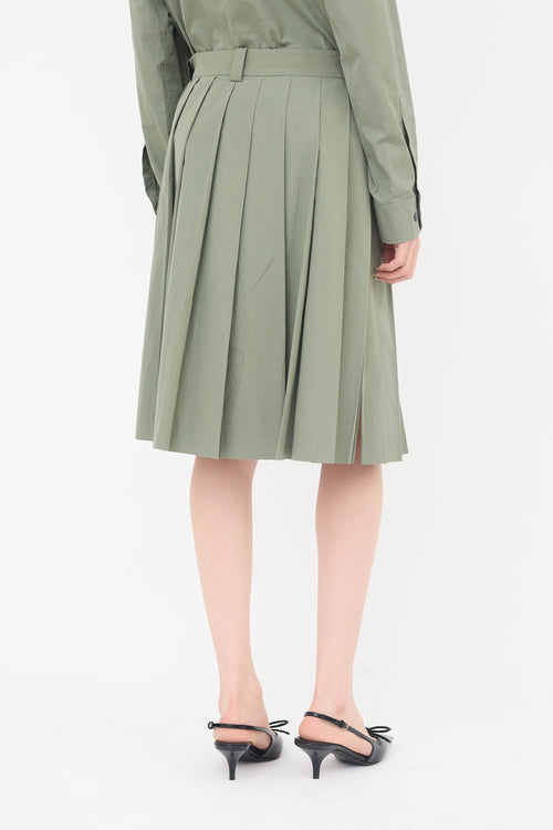 Miu Miu Poplin Pleated Midi Skirt