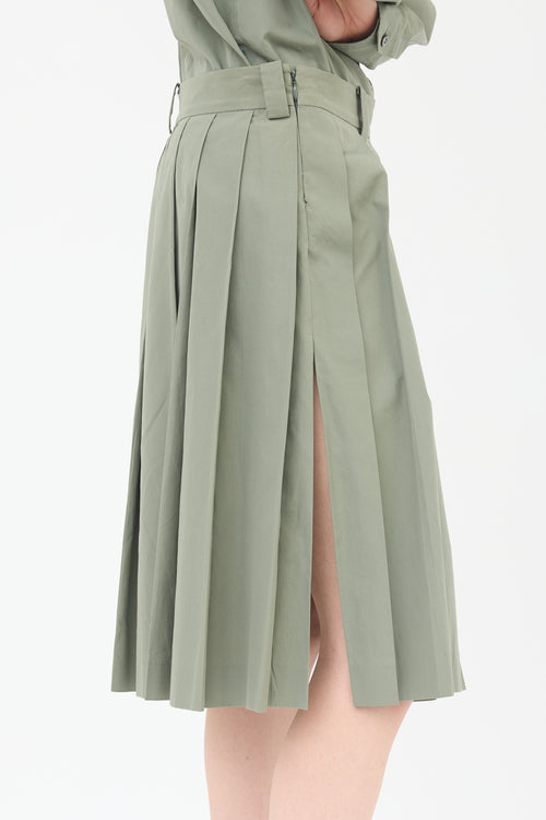 Miu Miu Poplin Pleated Midi Skirt