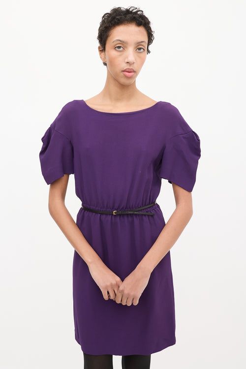 Miu Miu Purple Belted Mini Dress