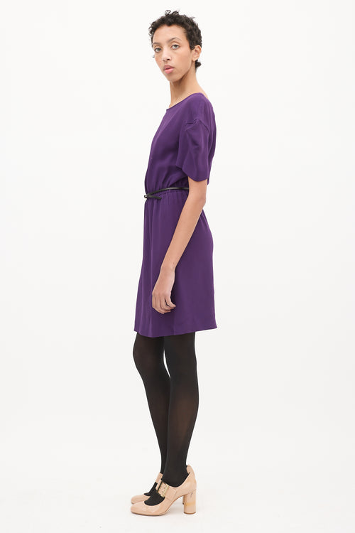 Miu Miu Purple Belted Mini Dress