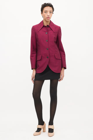 Miu Miu Purple Mohair & Wool Point Collar Blazer