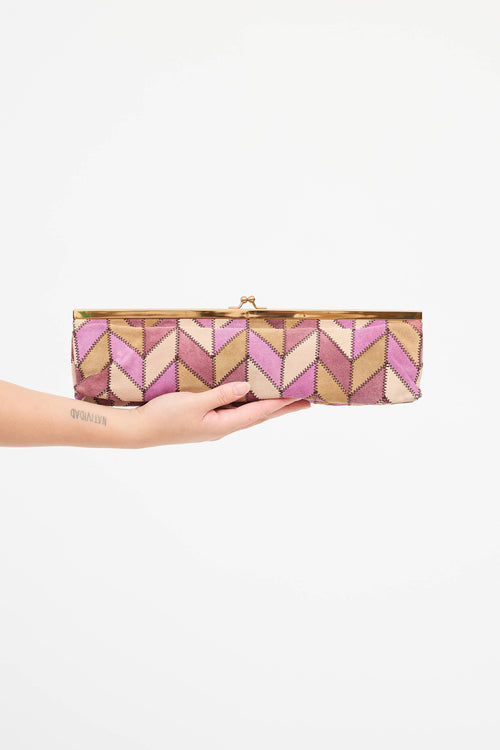 Miu Miu Suede Chevron Clutch