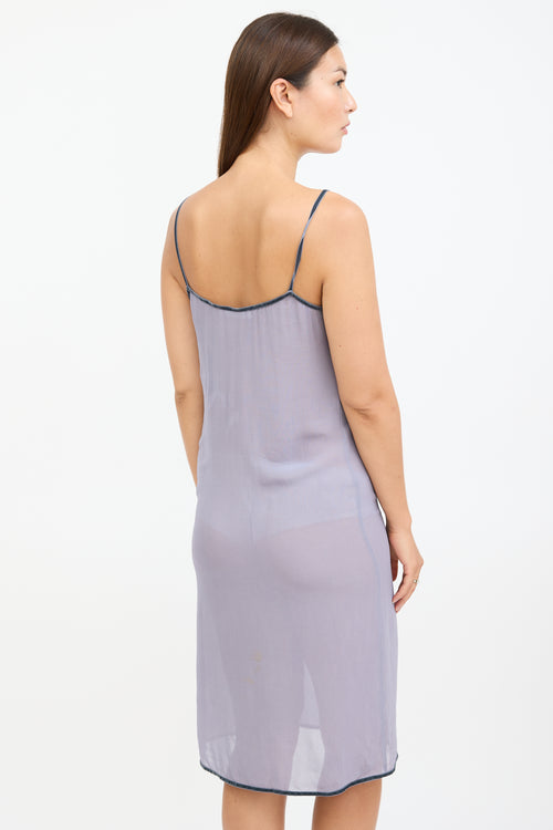 Purple Velvet Trim Sheer Slip Dress