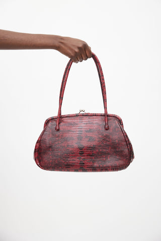 Miu Miu Red & Black Textured Leather Bag