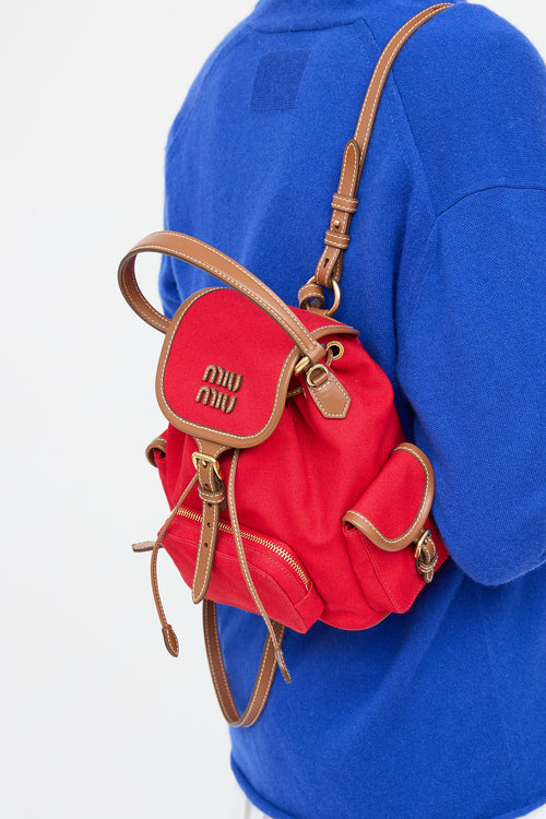 Miu Miu Canvas Leather Mini Backpack