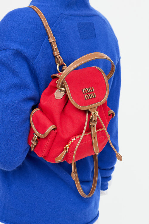 Miu Miu Canvas Leather Mini Backpack
