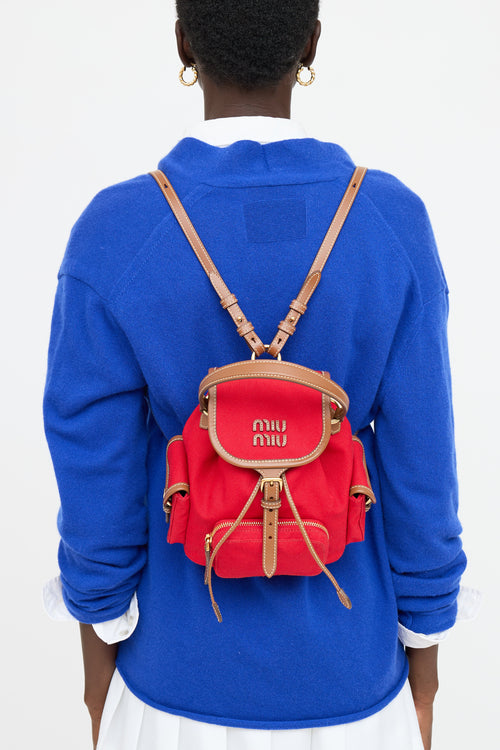 Miu Miu Canvas Leather Mini Backpack