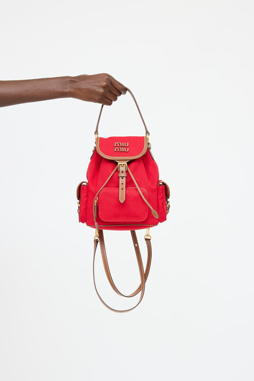 Miu Miu Canvas Leather Mini Backpack
