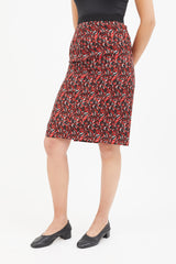 Miu Miu Red & Multicolour Print Skirt