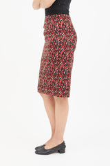 Miu Miu Red & Multicolour Print Skirt