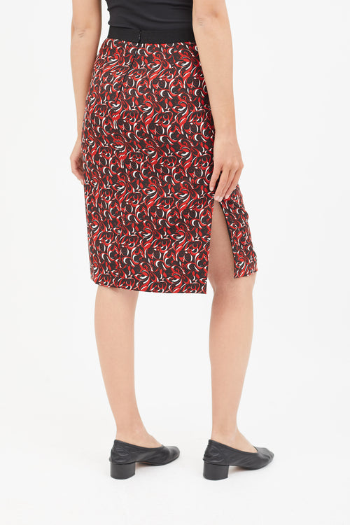 Miu Miu Red & Multicolour Print Skirt