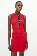 Miu Miu Red Oversized Button Shift Dress